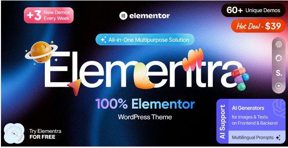 Elementra — это инновационная адаптивная многоцелевая тема WordPress с суперсовременным, чистым и свежим дизайном.